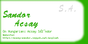 sandor acsay business card